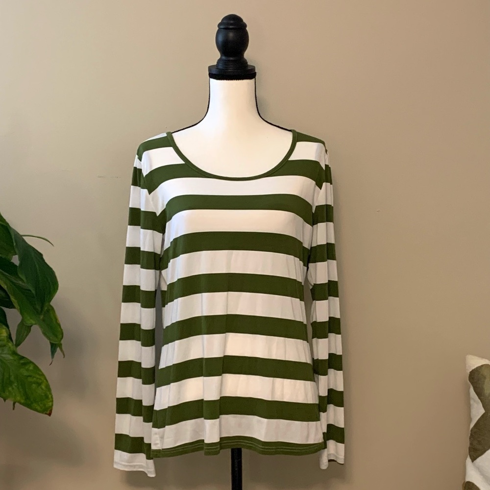 D O N A T E D Striped Women's long sleeve Top by O Thread & co. sz xl EUC B60